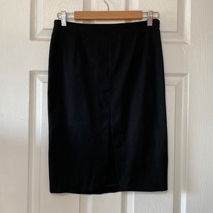 Intermix Italy Black Wool Front Slit Pencil Skirt
